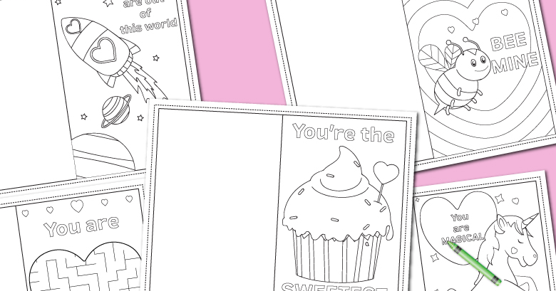 Printable coloring valentines day cards