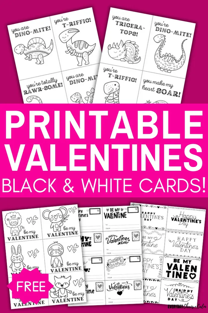 Free black and white printable valentine cards for kids