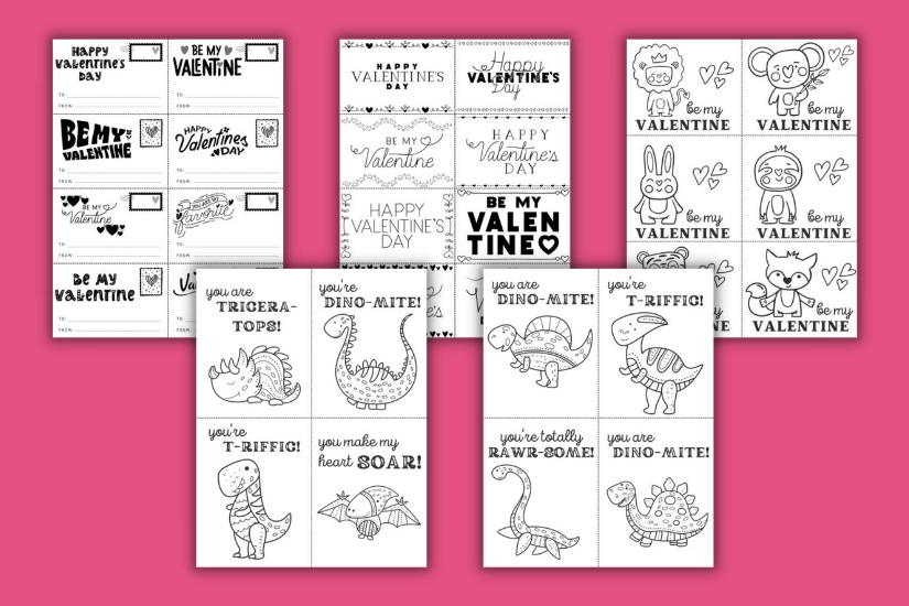 Free black and white printable valentine cards for kids
