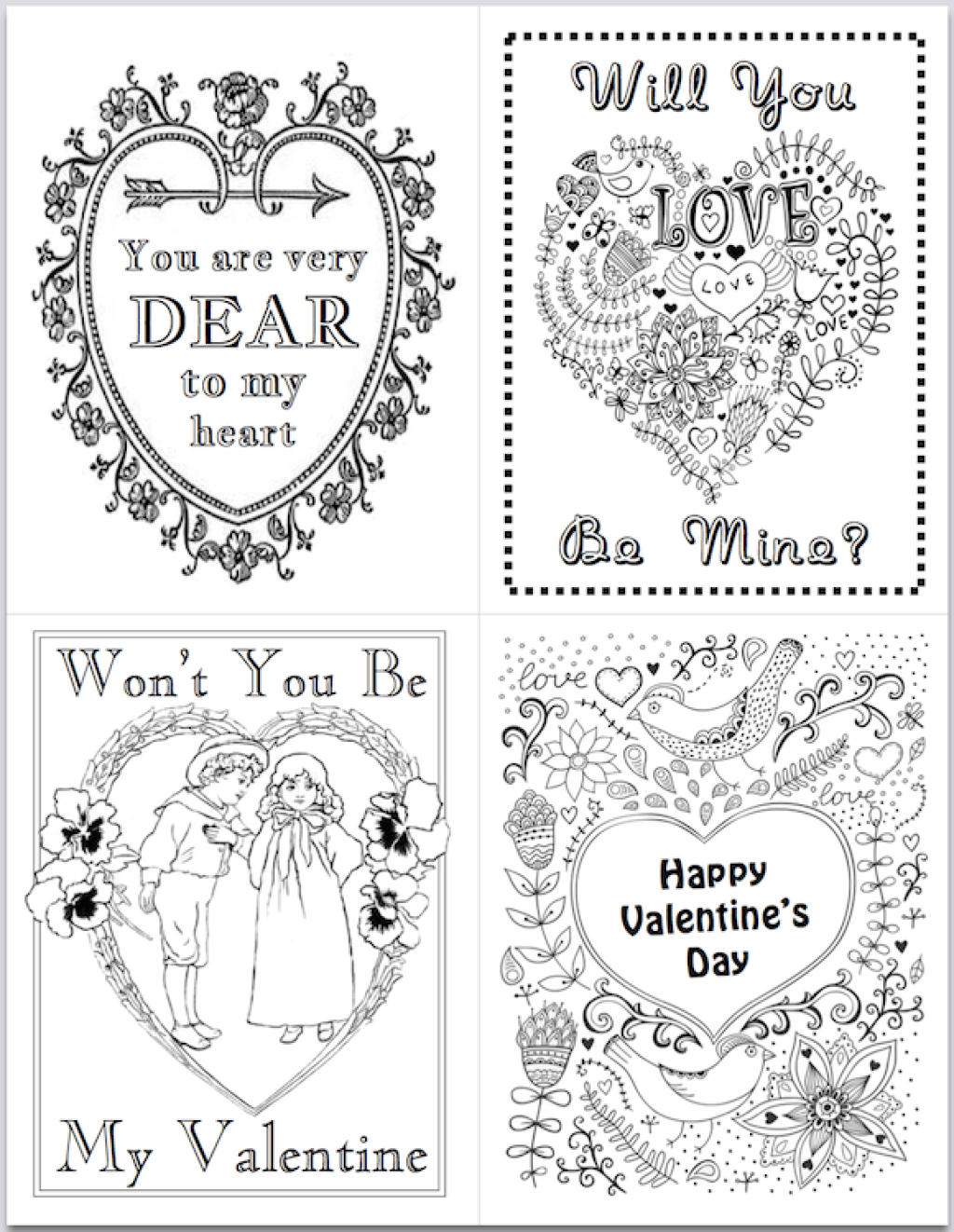 Free printable valentines in several styles