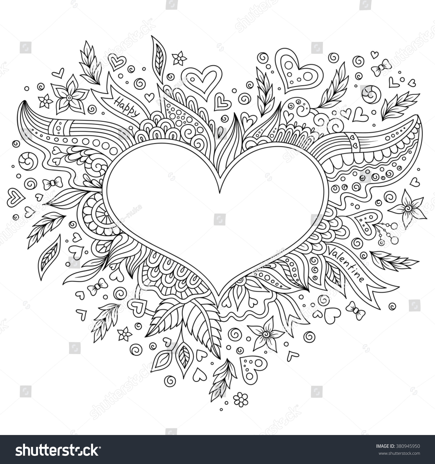 Coloring page flower heart st valentines stock illustration