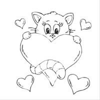 Girl and kitty valentine coloring pages