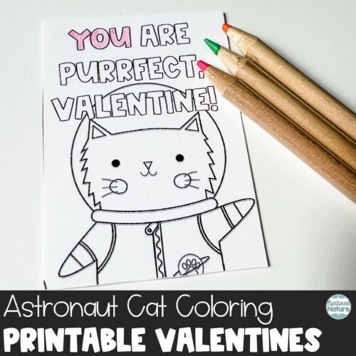 Astronaut cats coloring valentines day cards printable made by teachers
