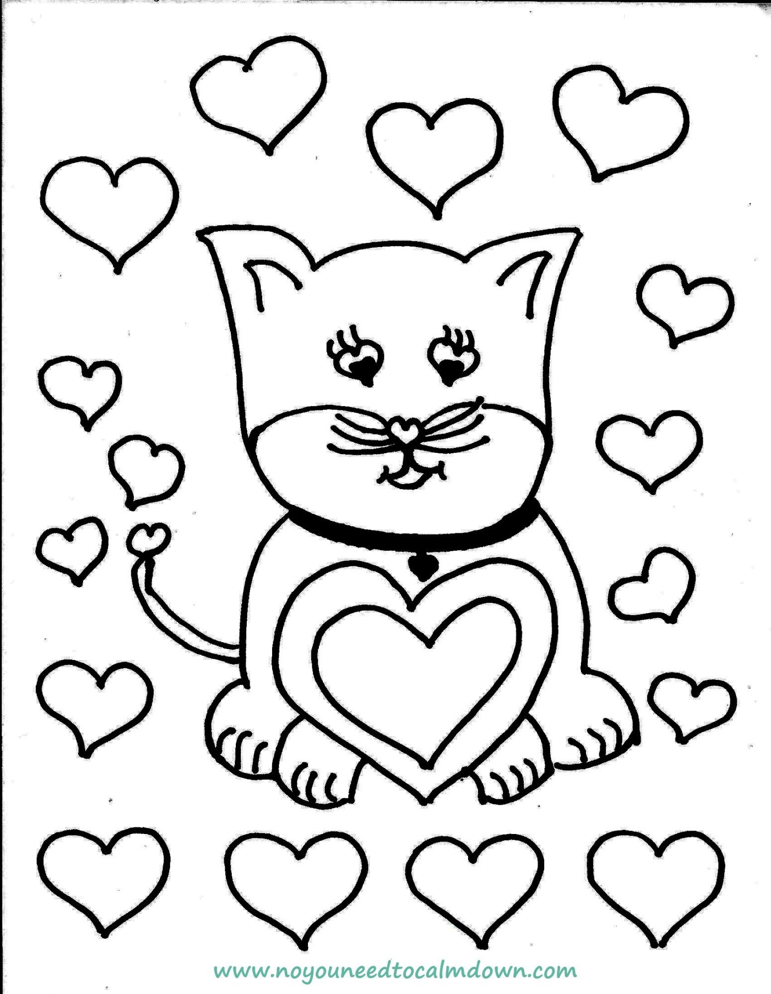 Cute cat valentines day coloring page printable valentines day coloring page valentine coloring pages printable valentines coloring pages