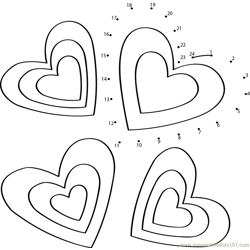 Valentines day heart dot to dot printable worksheet