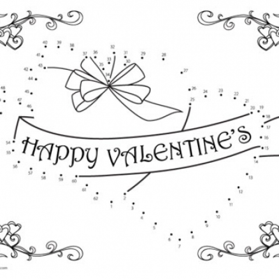 Free printable valentine dot to dot coloring pages
