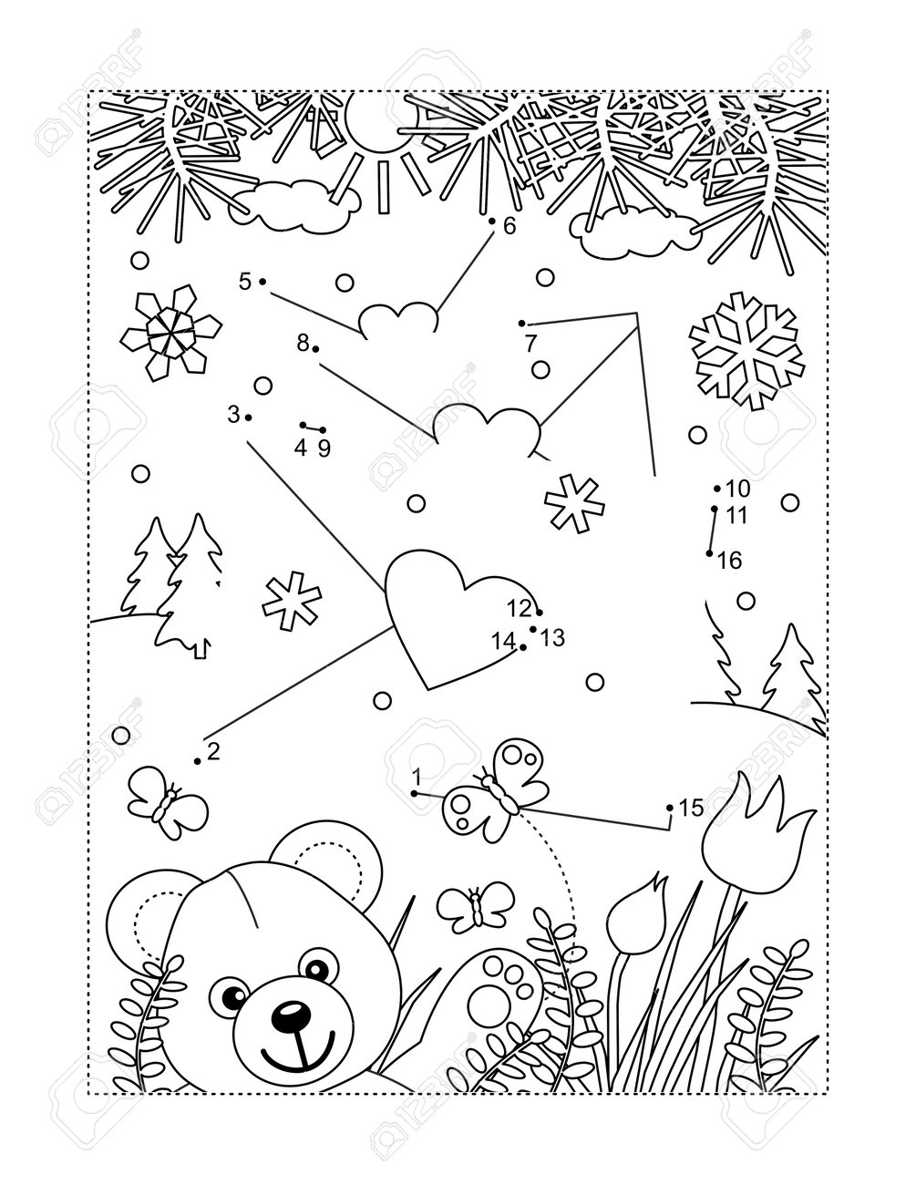 Valentines day greeting mail arrives full page connect the dots puzzle and coloring page royalty free svg cliparts vectors and stock illustration image