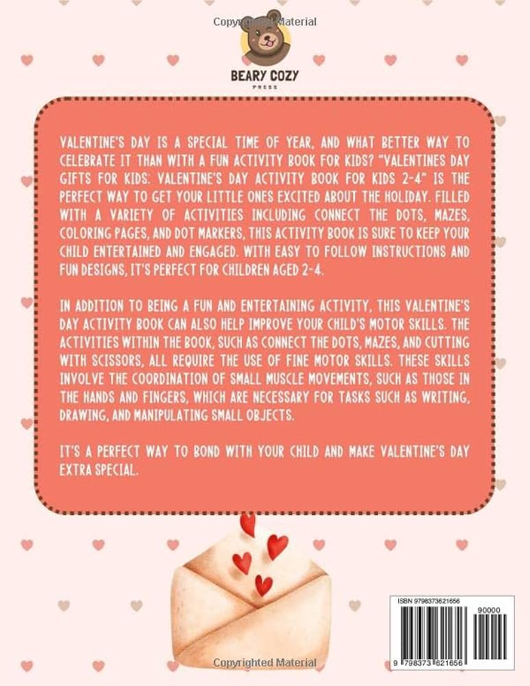 Valentines day activity book for kids by cozy press beary