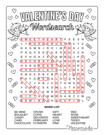 Free printable valentines day word search puzzles
