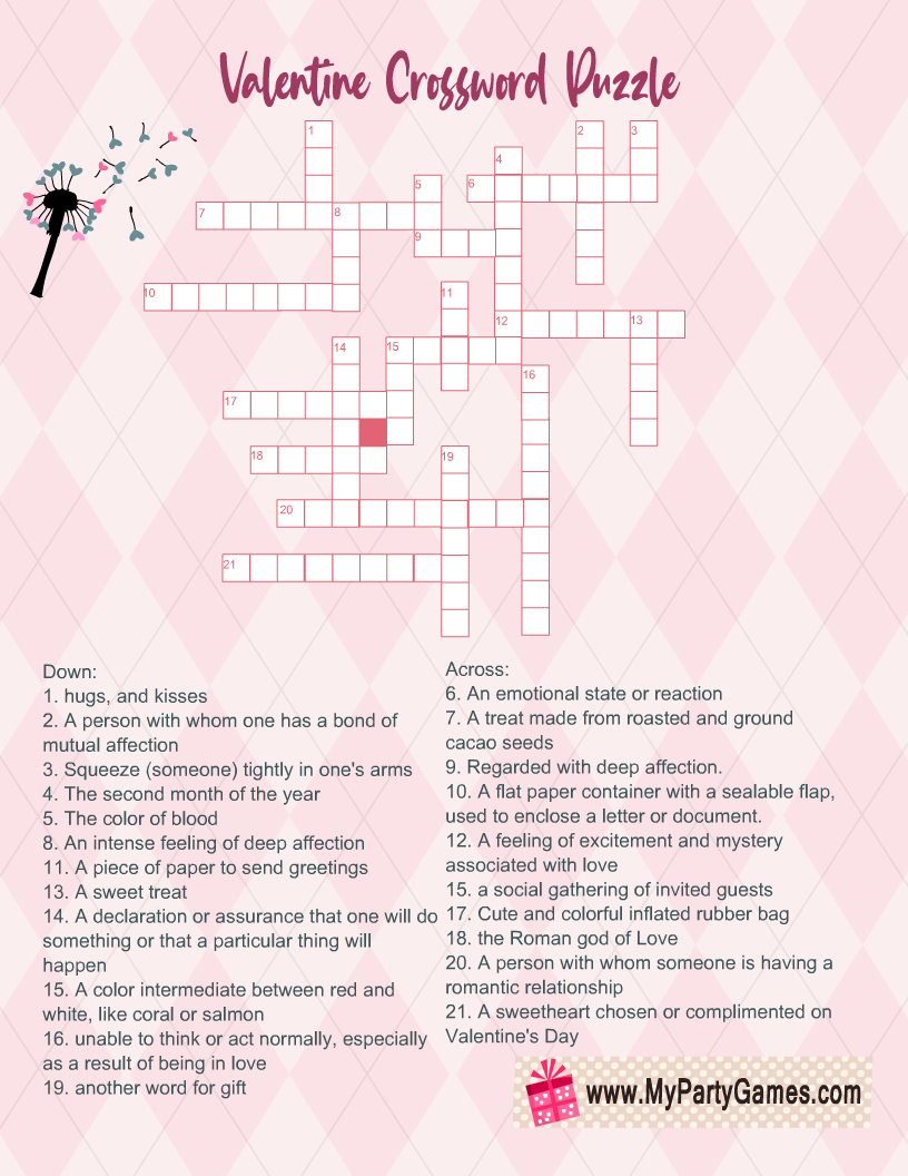 Free printable valentines day crossword puzzle with answer key valentines printables free valentines printables free printables