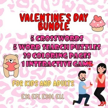 Valentines day coloring pages crosswords word search puzzles interactive game