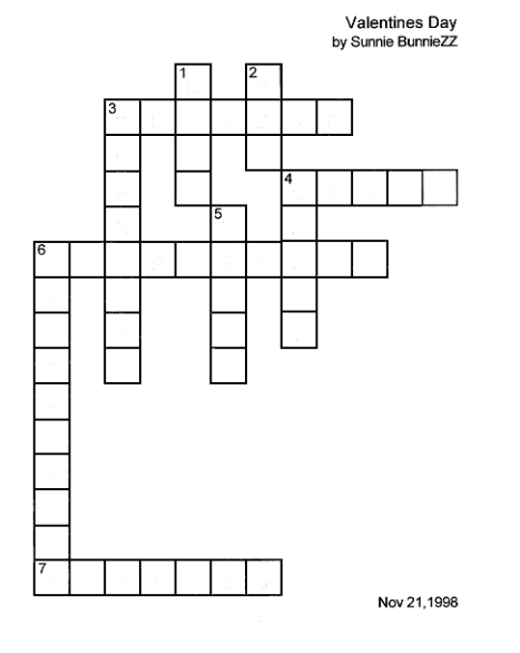Valentines day crossword puzzle kids