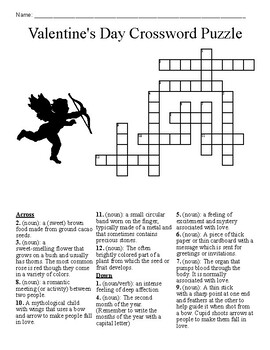 Valentines day crossword puzzles tpt
