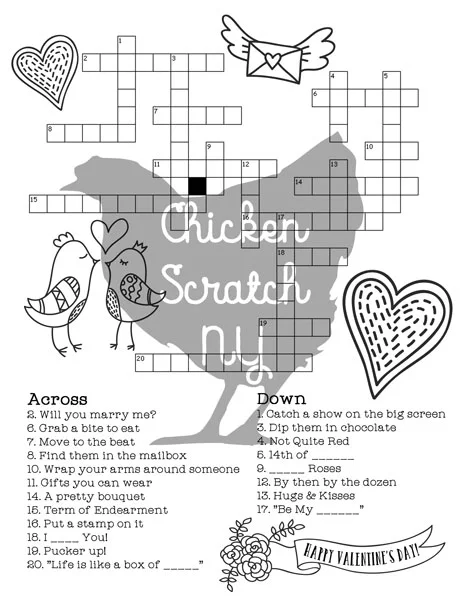 Printable valentines day crossword puzzle