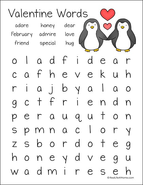 Free set of three valentines day word search printables for kids
