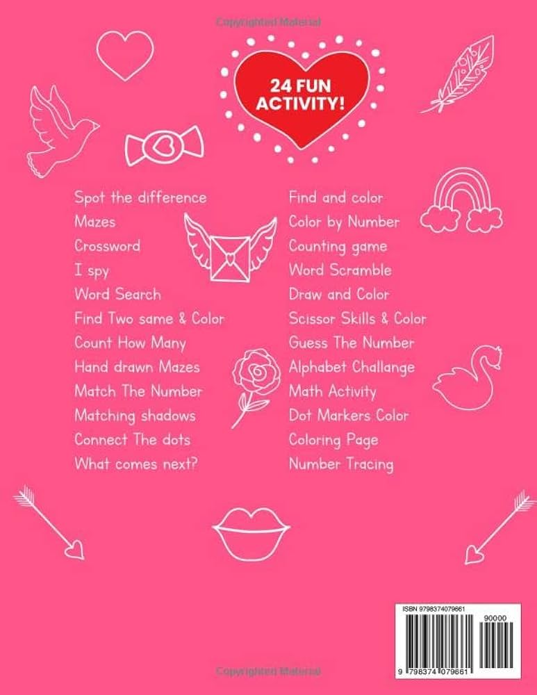 Valentines day activity book for kids fun and love