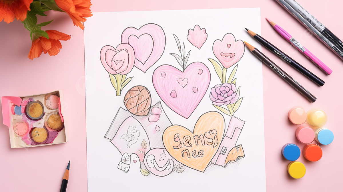 Coloring page of colorful valentines background how to draw a mother s day picture background image and wallpaper for free download