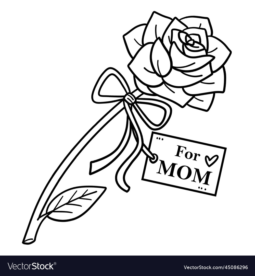 Mothers day flower isolated coloring page for kids