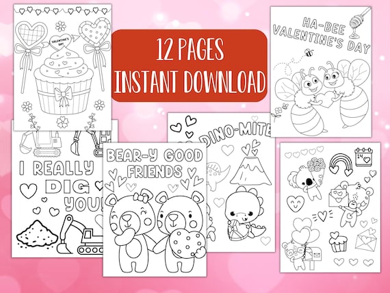 Valentines day coloring pages valentines coloring activity preschool coloring pages printable coloring book valentines party activity
