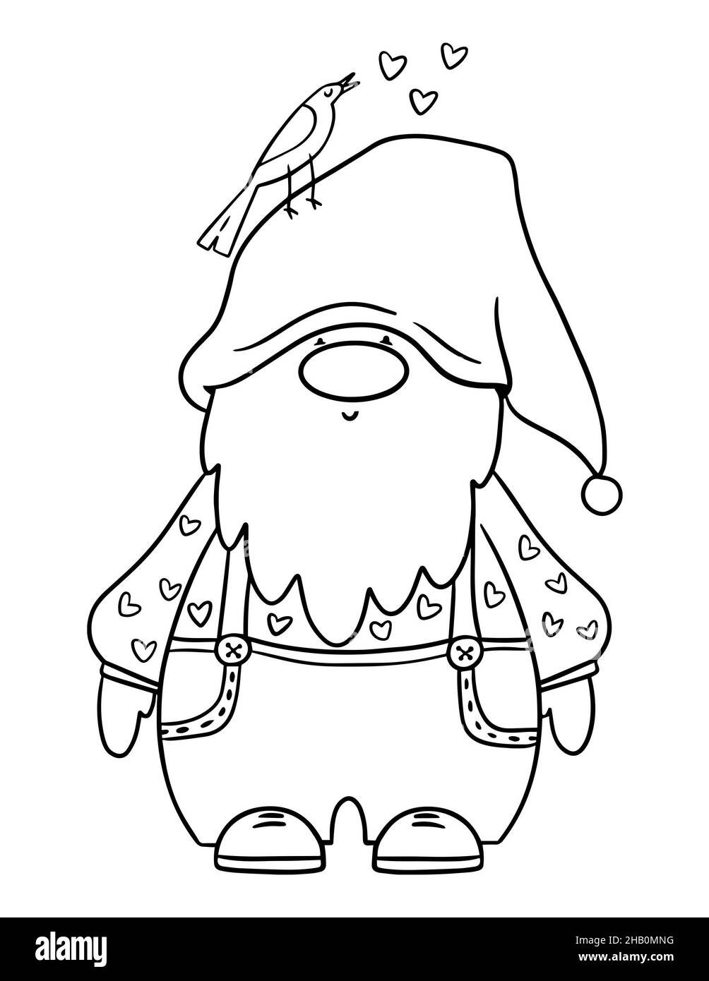 Valentines day coloring page with funny gnomes gnomes couple in love stock photo