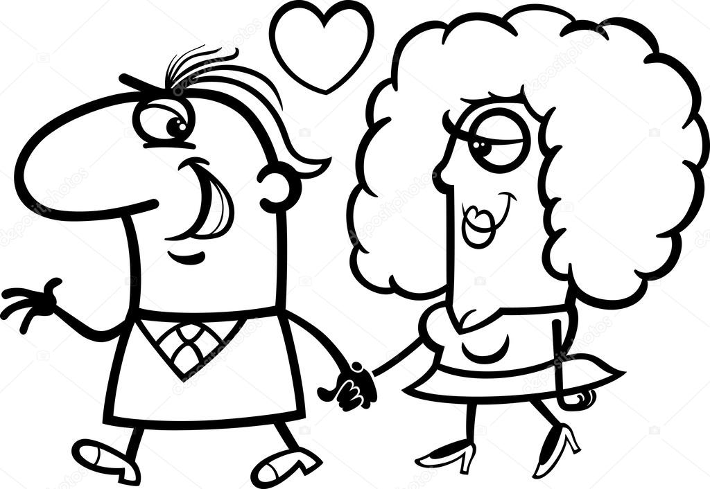 Couple in love cartoon coloring page stock vector by izakowski