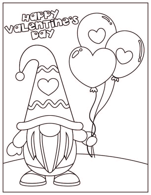 Valentines day gnome coloring pages free printable fairy garden diy