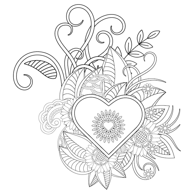 Premium vector guitar coloring pages with flower style for adult