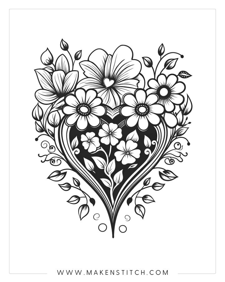 Free valentines heart coloring pages for kids and adults