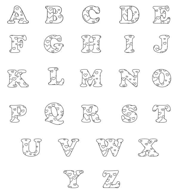 Free printable valentine bubble letters bubble letters set valentines printables free bubble letters hand lettering alphabet fonts