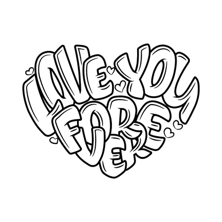 Vector coloring page for adult doodle drawing design for wedding invitations and valentines day lettering in heart quote about love in bubble zen art and zen tangle style royalty free svg cliparts