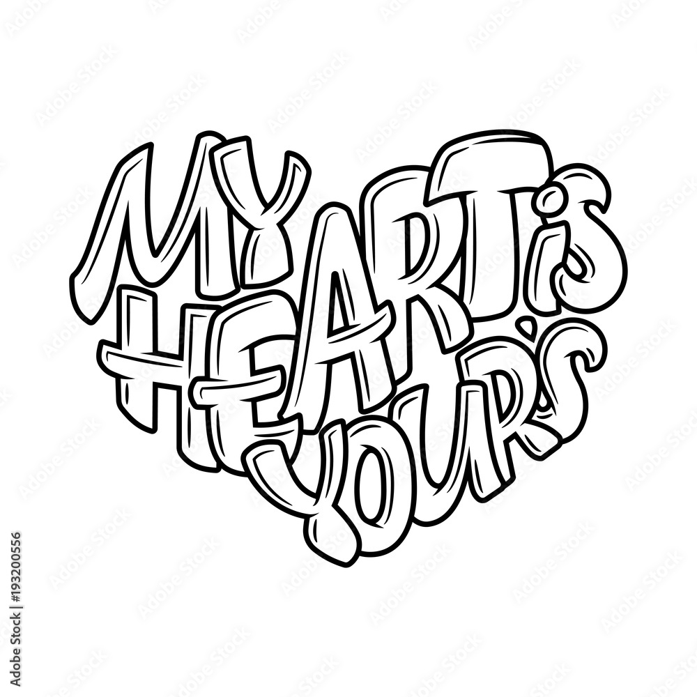 Coloring book for adult design for wedding invitations and valentine s day lettering in heart quote about love vector