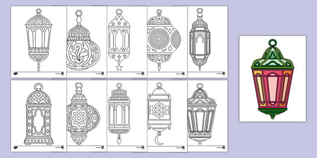 Ramadan lanterns coloring sheets teacher