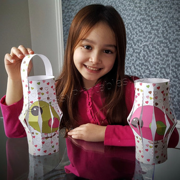 Valentines day paper lantern craft activity free coloring pages