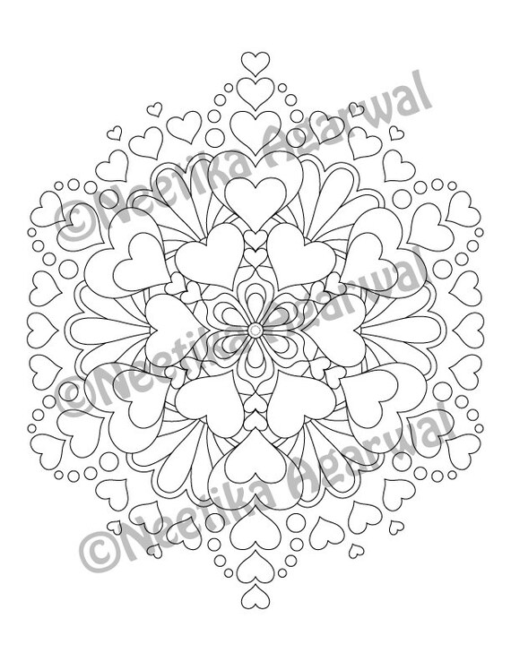 Valentine mandala adult coloring page valentines day coloring page printable coloring page digital download