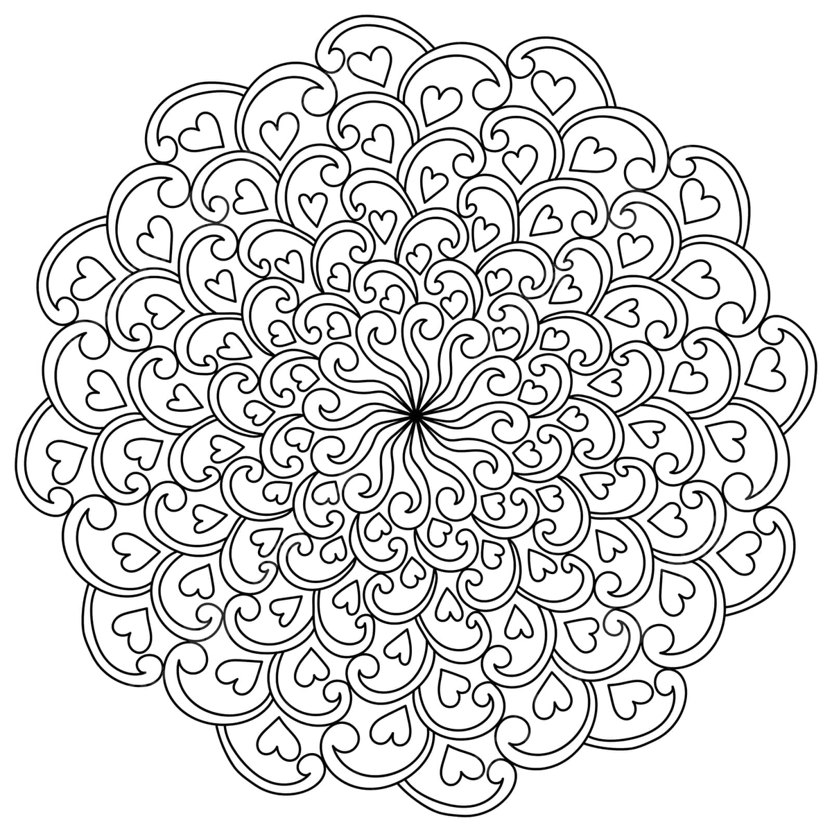 Meditative valentines day coloring page a fantasy mandala featuring hearts and elaborate patterns vector design invitation petal png and vector with transparent background for free download
