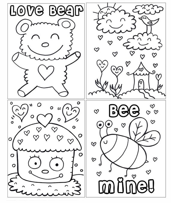 Pdf printable digital coloring book valentines day instant download