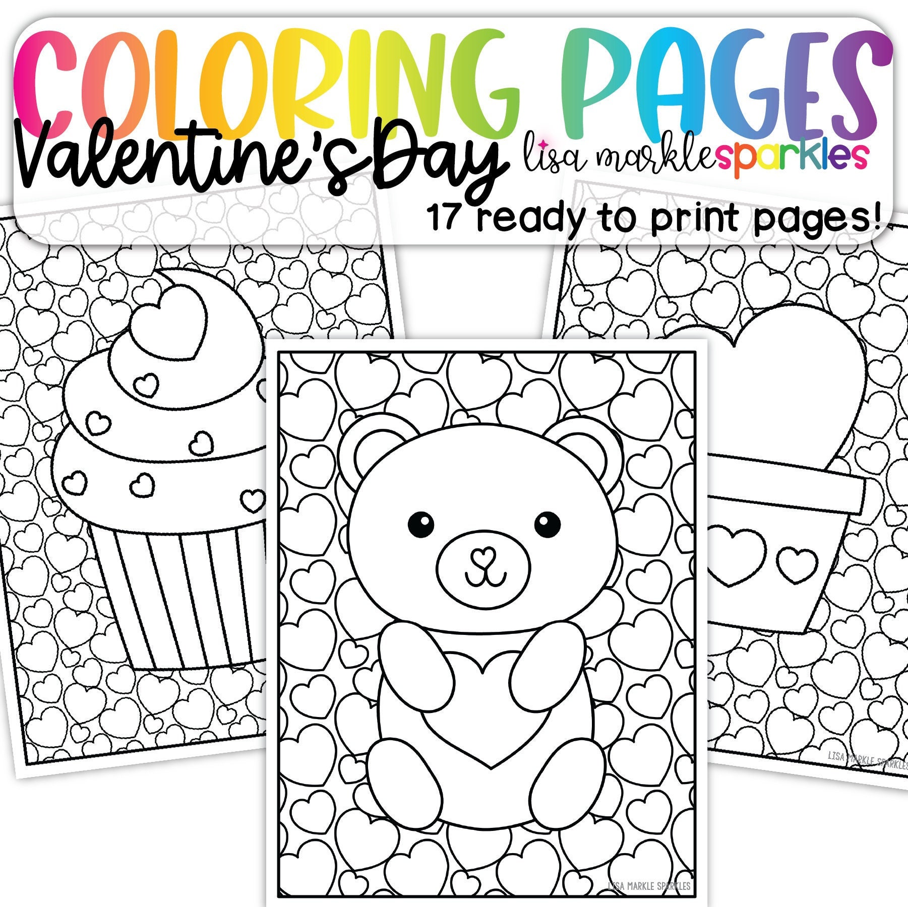 Valentines day coloring pages sheets printable pdf valentine gift for kids and adults