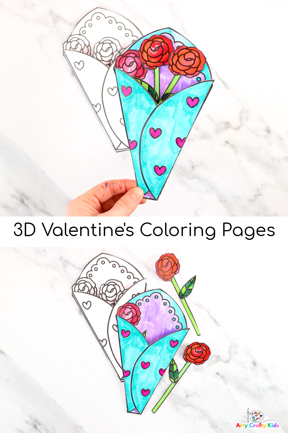 D valentines day coloring pages and crafts