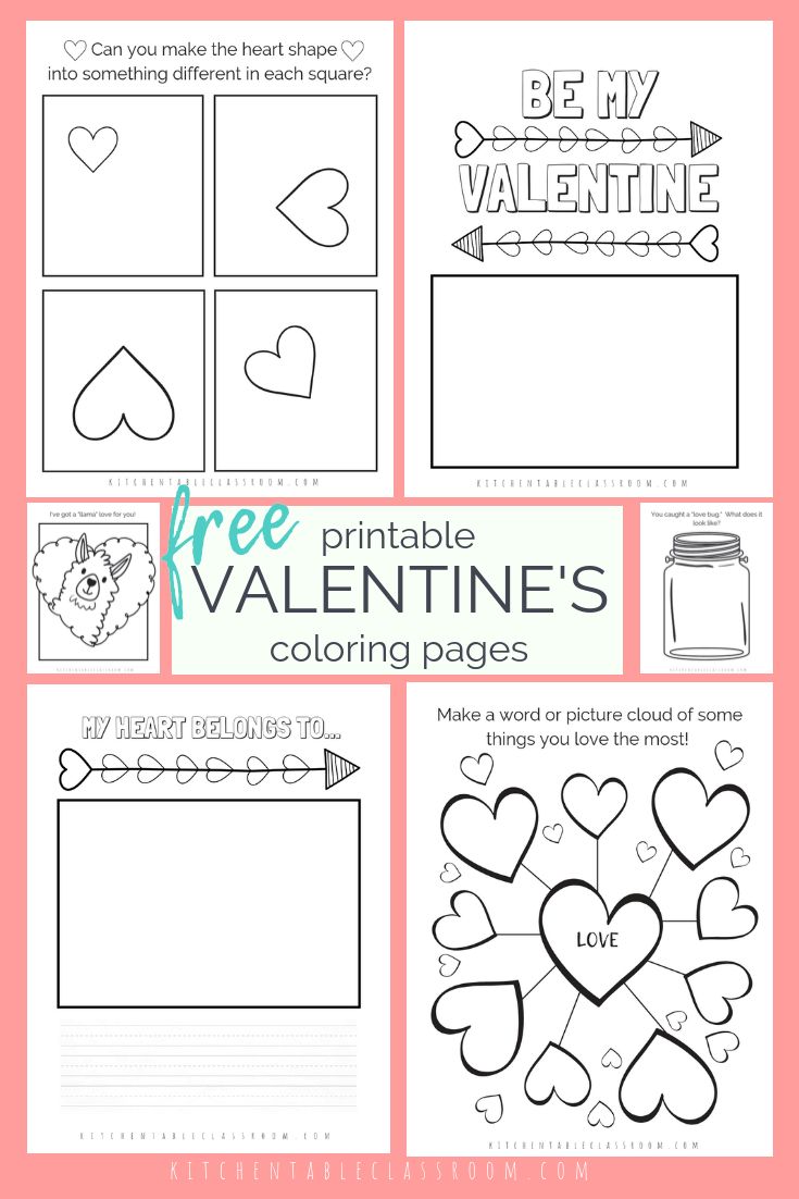 Valentines day coloring pages and sketchbook prompts