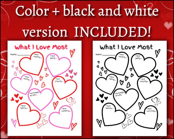 What i love writing activity valentines day printable journal prompt for kids teacher resource heart coloring download diy valentine
