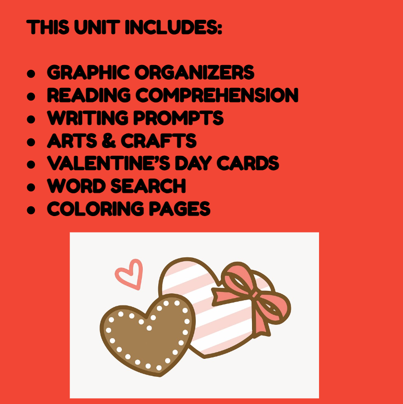 Valentines day unit with reading writing crafts