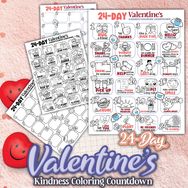Valentines day kindness countdown calendar free printable