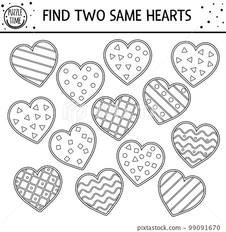Find two same hearts holiday black and white