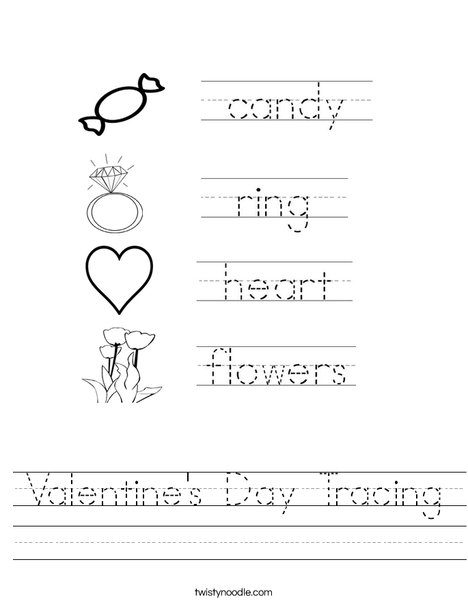 Valentines day tracing worksheet