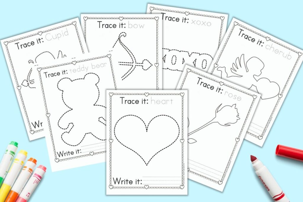 Free printable valentine tracing pages