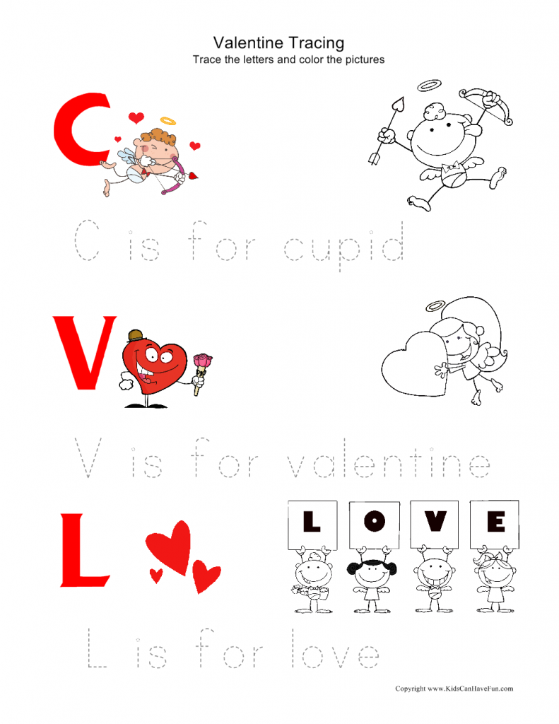 Preschool worksheets for valentines day tracing cut and paste