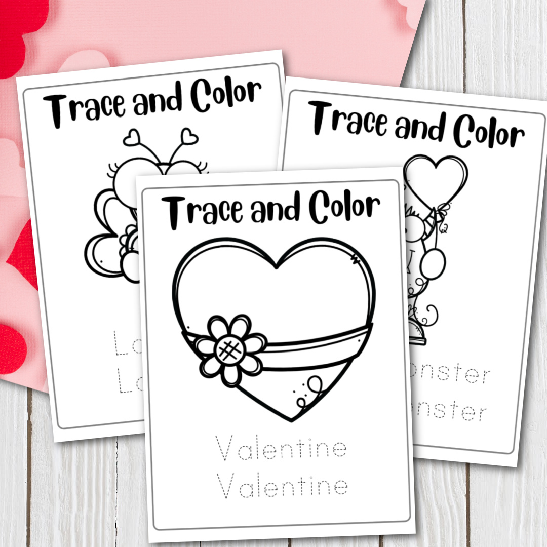Valentines day word tracing worksheets