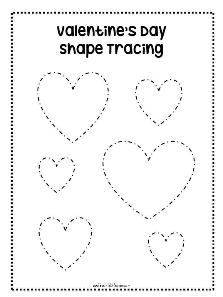 Valentines day tracing worksheets instant download