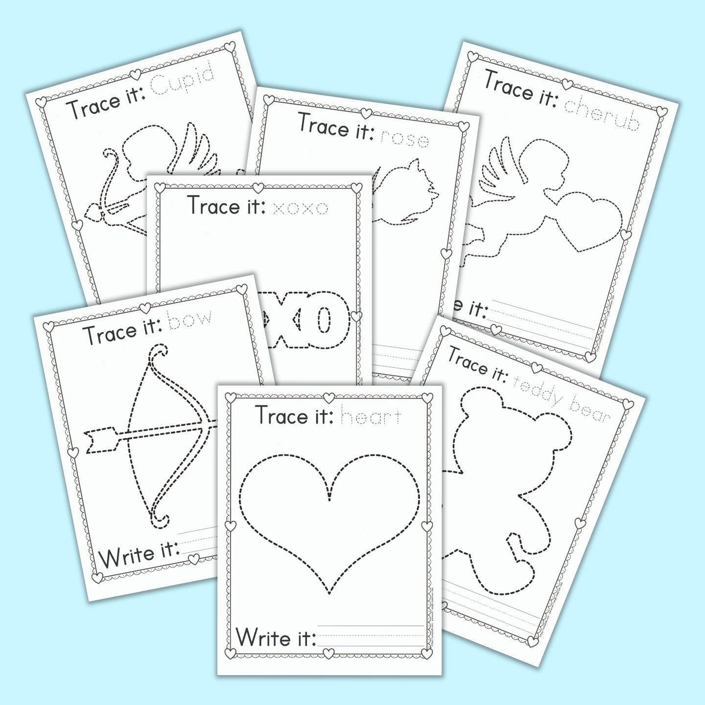 Free printable valentine tracing pages