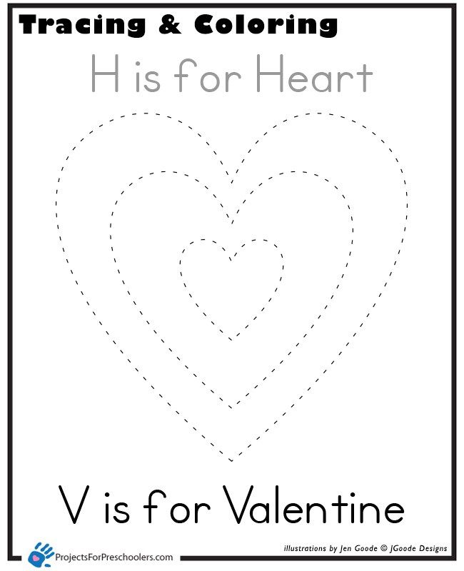 Heart tracing valentines school preschool valentines activities kindergarten valentines